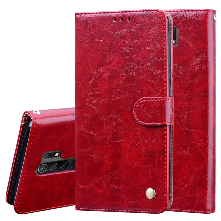 For Xiaomi Redmi 9 Business Style Oil Wax Texture Horizontal Flip Leather Case, with Holder & Card Slots & Wallet