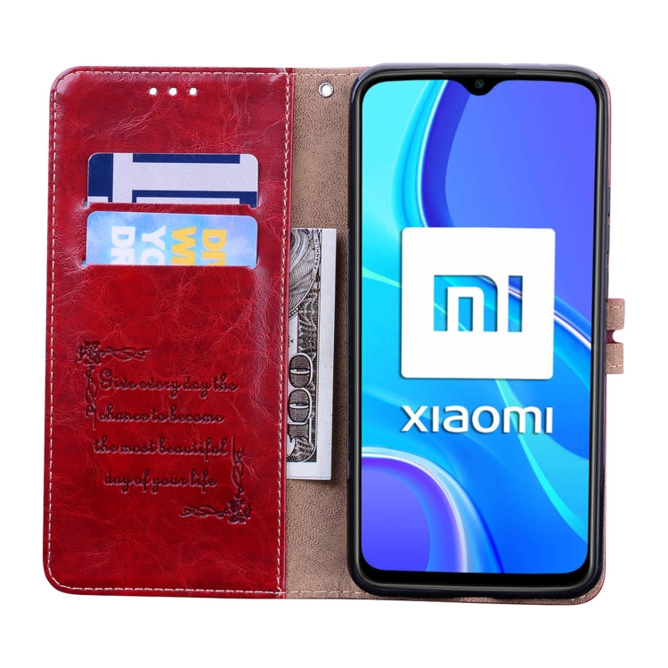 For Xiaomi Redmi 9 Business Style Oil Wax Texture Horizontal Flip Leather Case, with Holder & Card Slots & Wallet