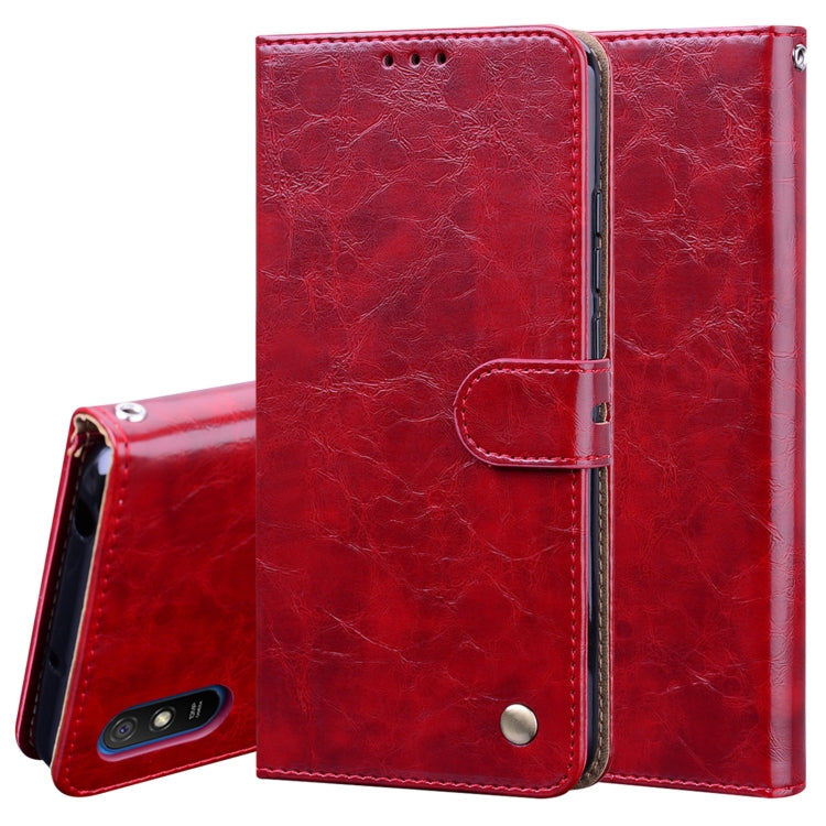 For Xiaomi Redmi 9A Business Style Oil Wax Texture Horizontal Flip Leather Case, with Holder & Card Slots & Wallet