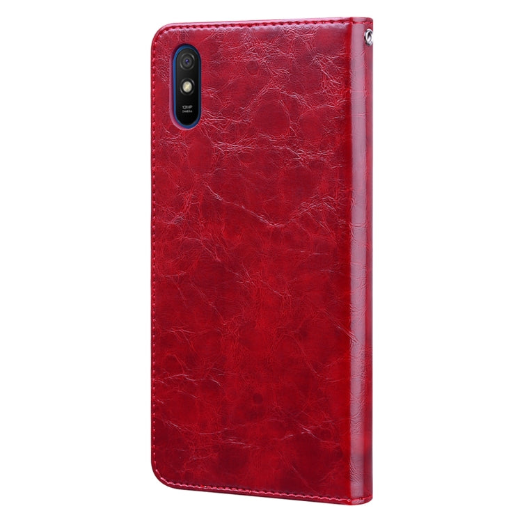 For Xiaomi Redmi 9A Business Style Oil Wax Texture Horizontal Flip Leather Case, with Holder & Card Slots & Wallet