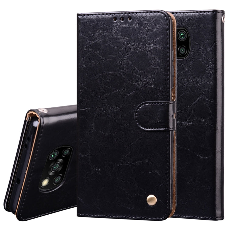 For Xiaomi Poco X3 NFC Business Style Oil Wax Texture Horizontal Flip Leather Case, with Holder & Card Slots & Wallet