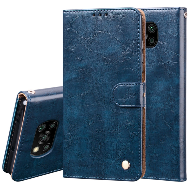 For Xiaomi Poco X3 NFC Business Style Oil Wax Texture Horizontal Flip Leather Case, with Holder & Card Slots & Wallet