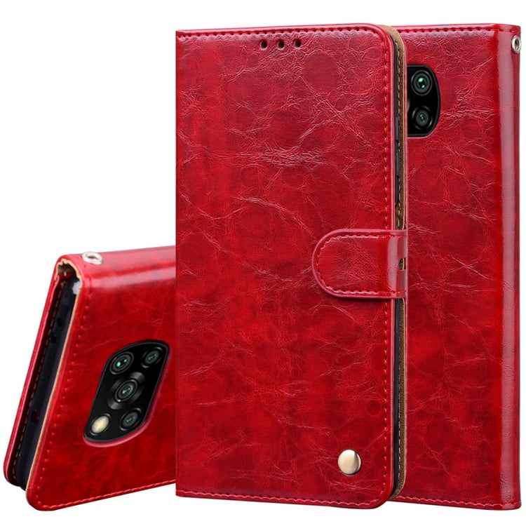 For Xiaomi Poco X3 NFC Business Style Oil Wax Texture Horizontal Flip Leather Case, with Holder & Card Slots & Wallet