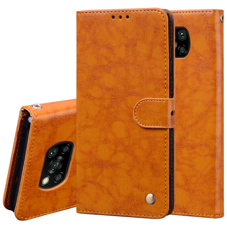 For Xiaomi Poco X3 NFC Business Style Oil Wax Texture Horizontal Flip Leather Case, with Holder & Card Slots & Wallet