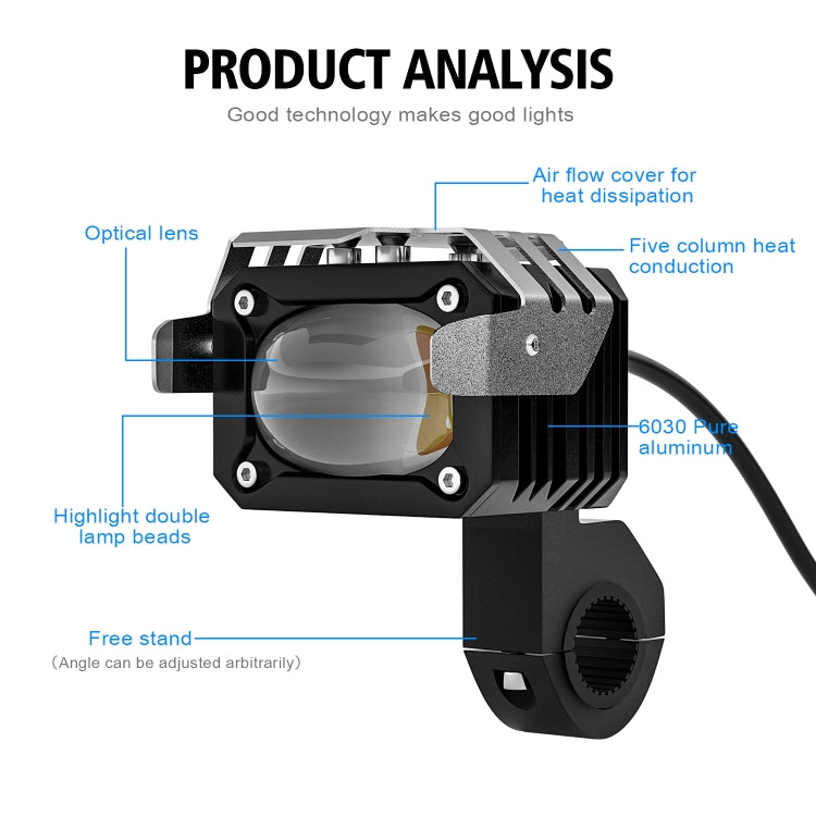 CS-1201A1 Motorcycle LED Spotlight High Beam / Low Beam / Strobe Light