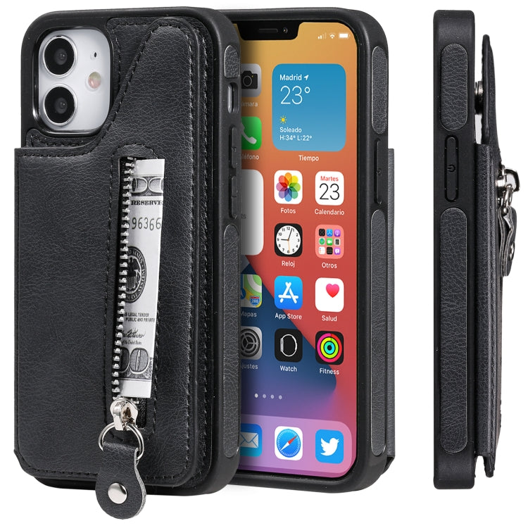 For iPhone 12 mini Solid Color Double Buckle Zipper Shockproof Protective Case