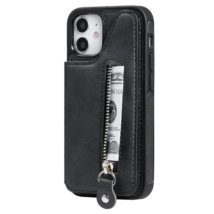 For iPhone 12 mini Solid Color Double Buckle Zipper Shockproof Protective Case