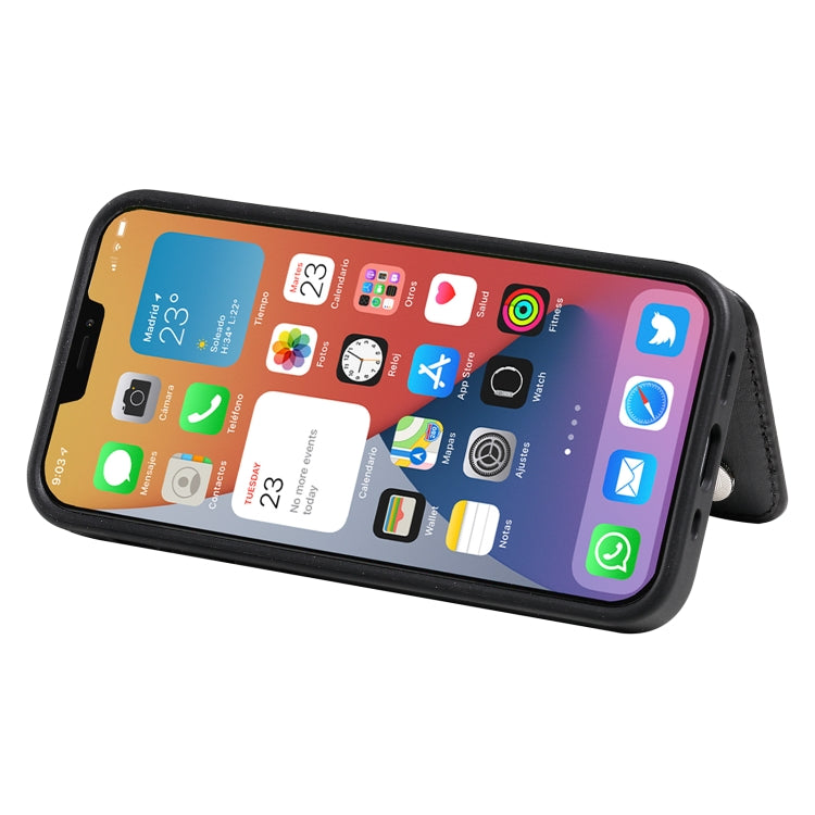 For iPhone 12 mini Solid Color Double Buckle Zipper Shockproof Protective Case