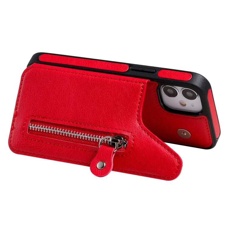 For iPhone 12 mini Solid Color Double Buckle Zipper Shockproof Protective Case