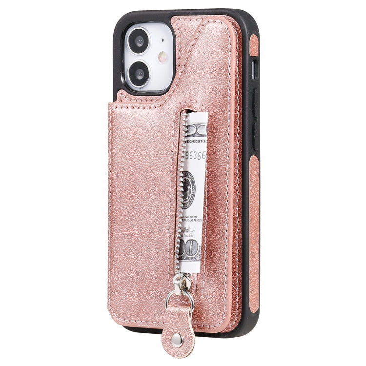 For iPhone 12 mini Solid Color Double Buckle Zipper Shockproof Protective Case
