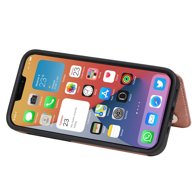 For iPhone 12 mini Solid Color Double Buckle Zipper Shockproof Protective Case
