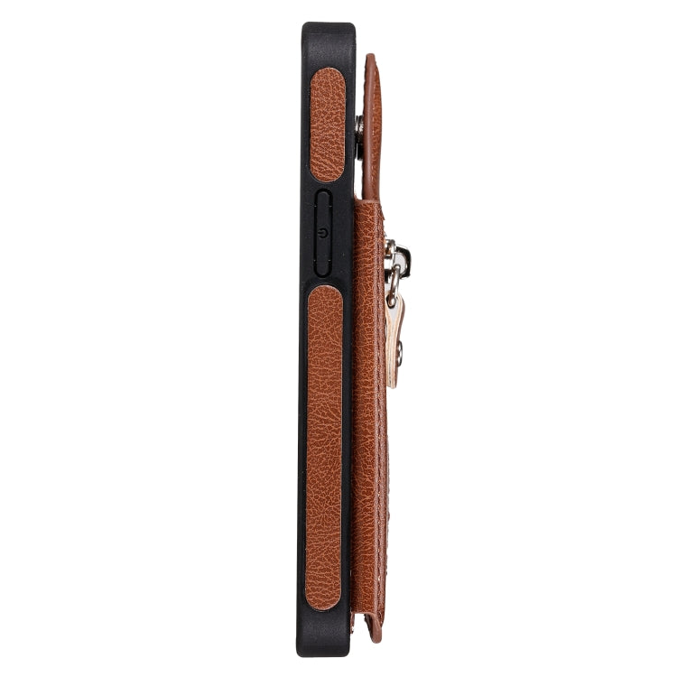 For iPhone 12 mini Solid Color Double Buckle Zipper Shockproof Protective Case