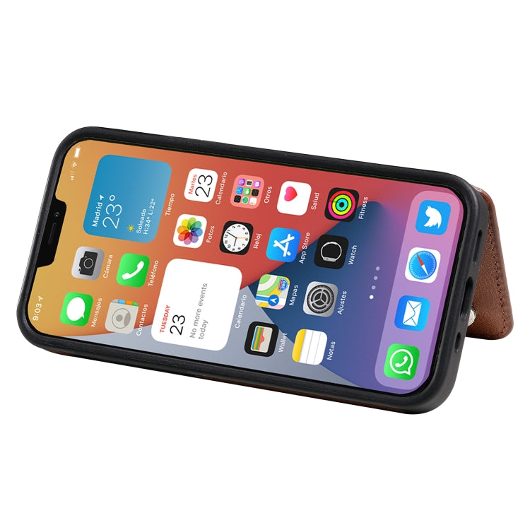 For iPhone 12 mini Solid Color Double Buckle Zipper Shockproof Protective Case