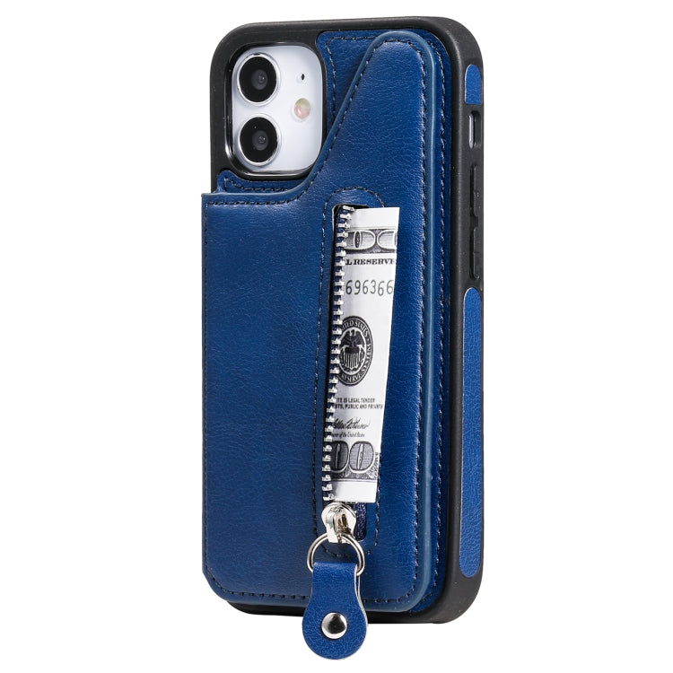 For iPhone 12 mini Solid Color Double Buckle Zipper Shockproof Protective Case