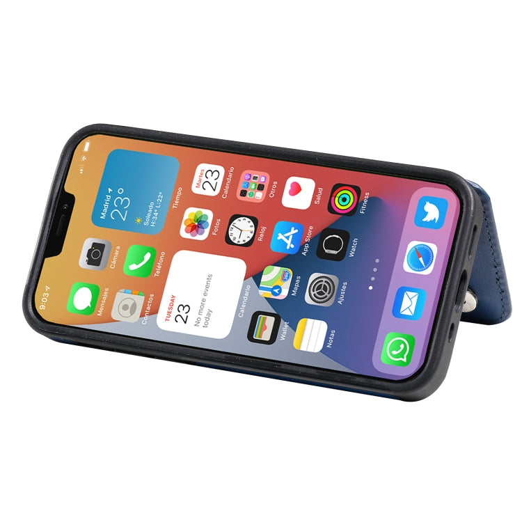 For iPhone 12 mini Solid Color Double Buckle Zipper Shockproof Protective Case