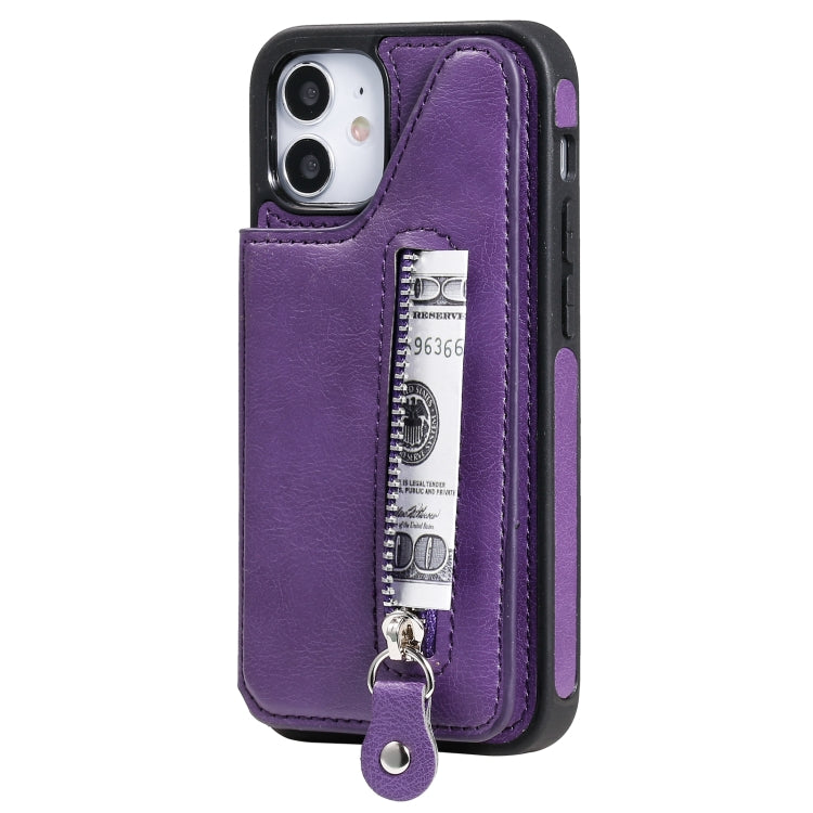 For iPhone 12 mini Solid Color Double Buckle Zipper Shockproof Protective Case