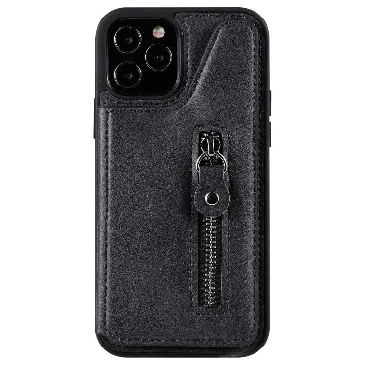 For iPhone 12 / 12 Pro Solid Color Double Buckle Zipper Shockproof Protective Case