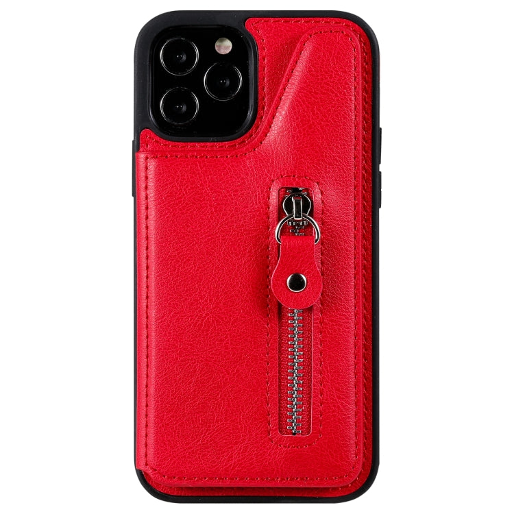 For iPhone 12 / 12 Pro Solid Color Double Buckle Zipper Shockproof Protective Case