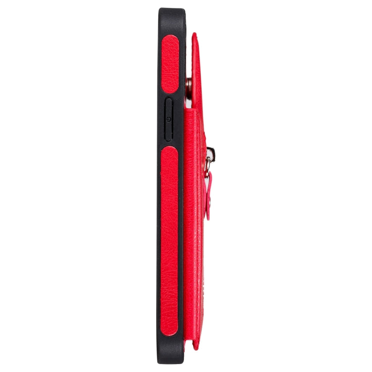 For iPhone 12 / 12 Pro Solid Color Double Buckle Zipper Shockproof Protective Case