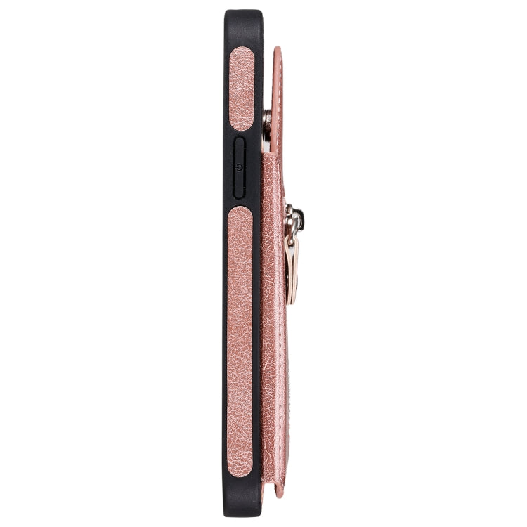 For iPhone 12 / 12 Pro Solid Color Double Buckle Zipper Shockproof Protective Case