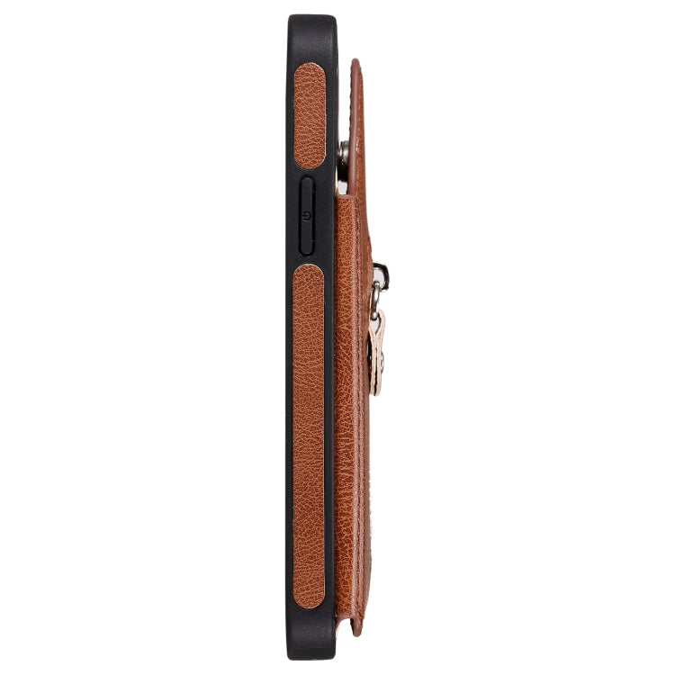 For iPhone 12 / 12 Pro Solid Color Double Buckle Zipper Shockproof Protective Case