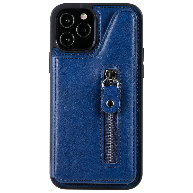 For iPhone 12 / 12 Pro Solid Color Double Buckle Zipper Shockproof Protective Case
