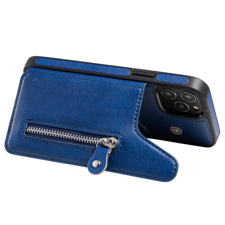 For iPhone 12 / 12 Pro Solid Color Double Buckle Zipper Shockproof Protective Case