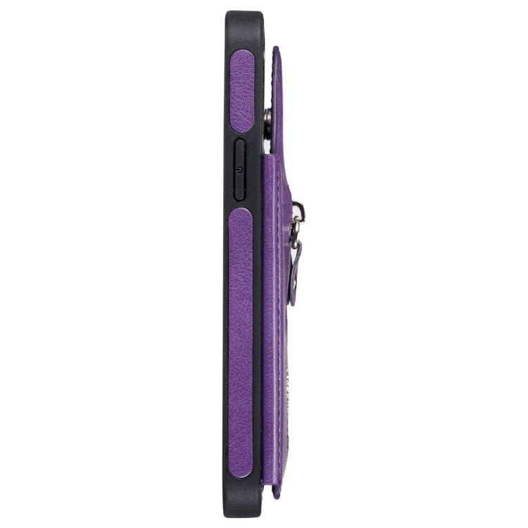 For iPhone 12 / 12 Pro Solid Color Double Buckle Zipper Shockproof Protective Case