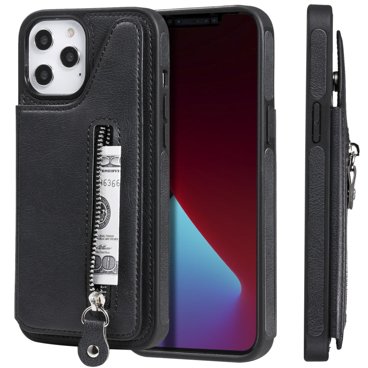 For iPhone 12 Pro Max Solid Color Double Buckle Zipper Shockproof Protective Case