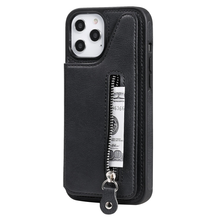 For iPhone 12 Pro Max Solid Color Double Buckle Zipper Shockproof Protective Case