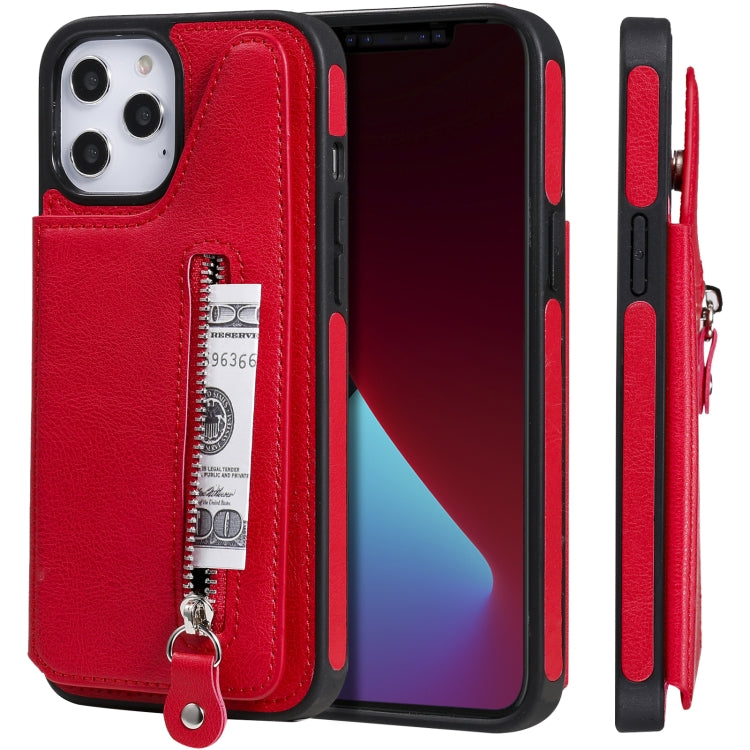 For iPhone 12 Pro Max Solid Color Double Buckle Zipper Shockproof Protective Case