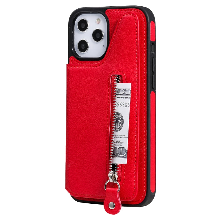 For iPhone 12 Pro Max Solid Color Double Buckle Zipper Shockproof Protective Case