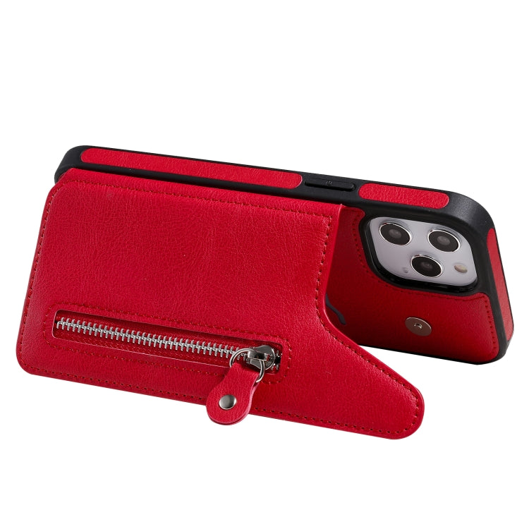 For iPhone 12 Pro Max Solid Color Double Buckle Zipper Shockproof Protective Case