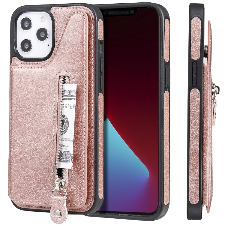 For iPhone 12 Pro Max Solid Color Double Buckle Zipper Shockproof Protective Case