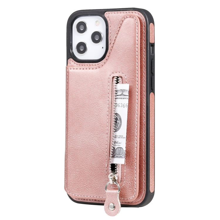 For iPhone 12 Pro Max Solid Color Double Buckle Zipper Shockproof Protective Case
