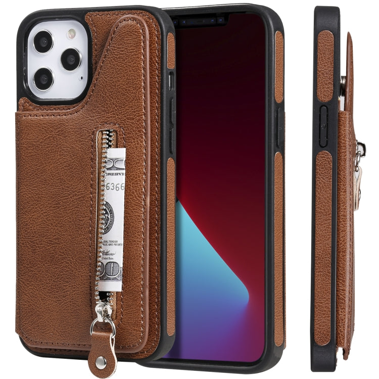 For iPhone 12 Pro Max Solid Color Double Buckle Zipper Shockproof Protective Case