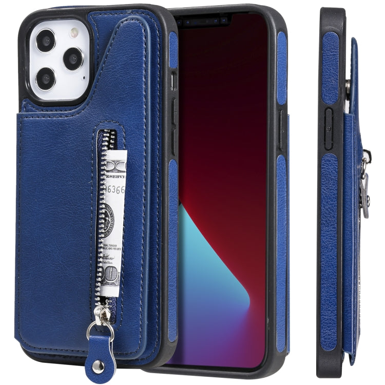 For iPhone 12 Pro Max Solid Color Double Buckle Zipper Shockproof Protective Case