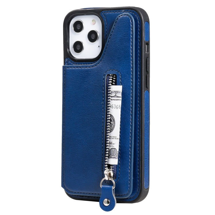 For iPhone 12 Pro Max Solid Color Double Buckle Zipper Shockproof Protective Case