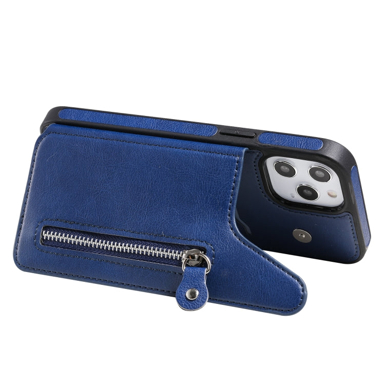 For iPhone 12 Pro Max Solid Color Double Buckle Zipper Shockproof Protective Case