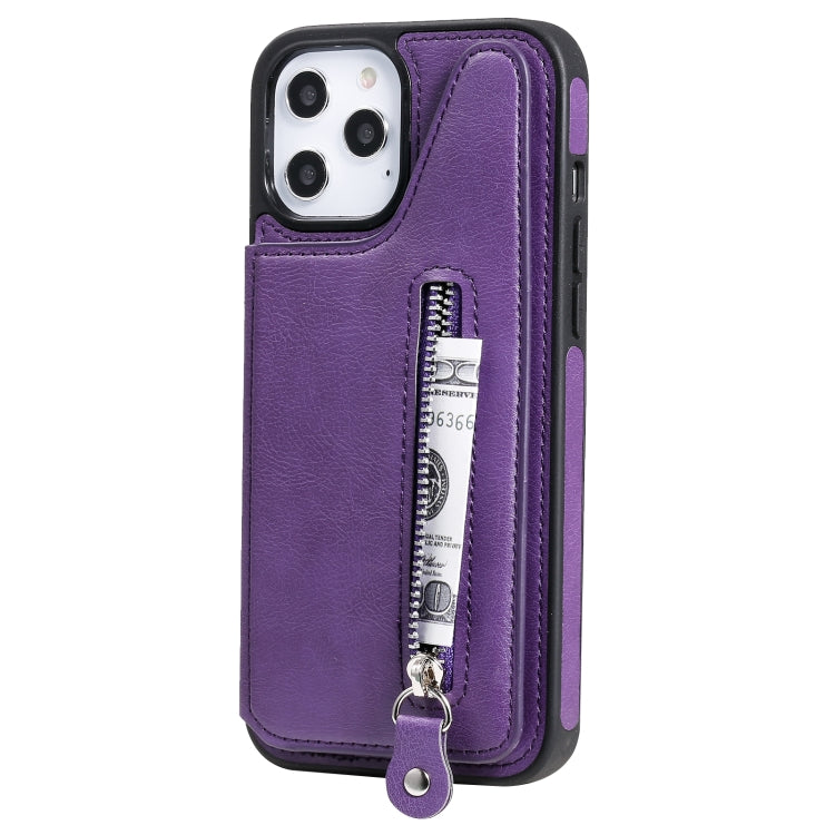 For iPhone 12 Pro Max Solid Color Double Buckle Zipper Shockproof Protective Case