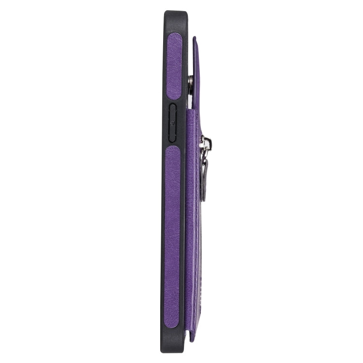 For iPhone 12 Pro Max Solid Color Double Buckle Zipper Shockproof Protective Case