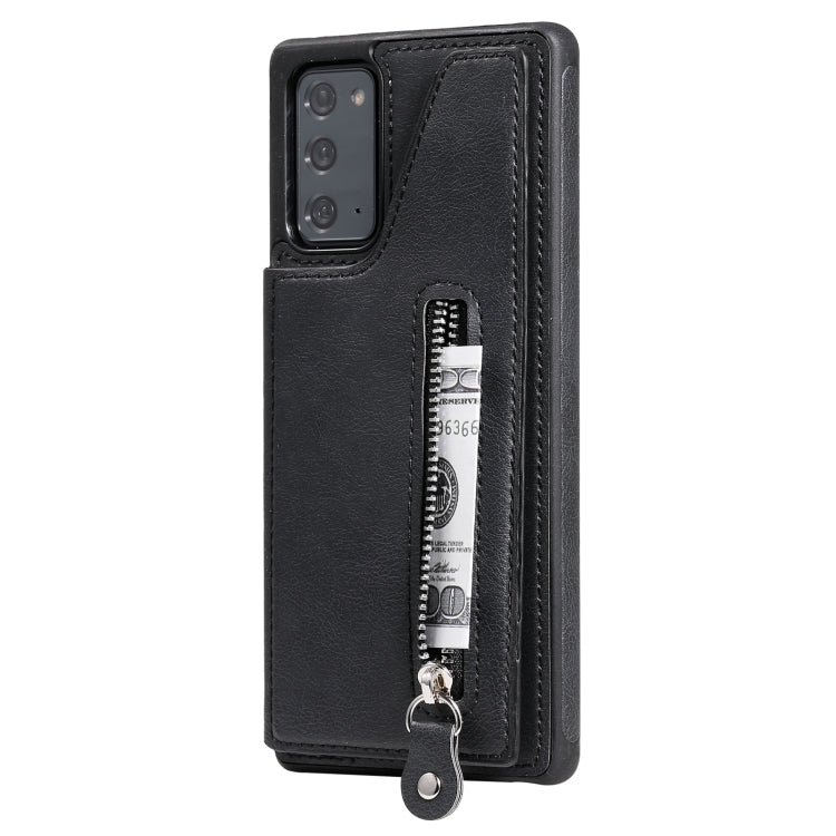 Solid Color Double Buckle Zipper Shockproof Protective Case For Samsung Galaxy Note20