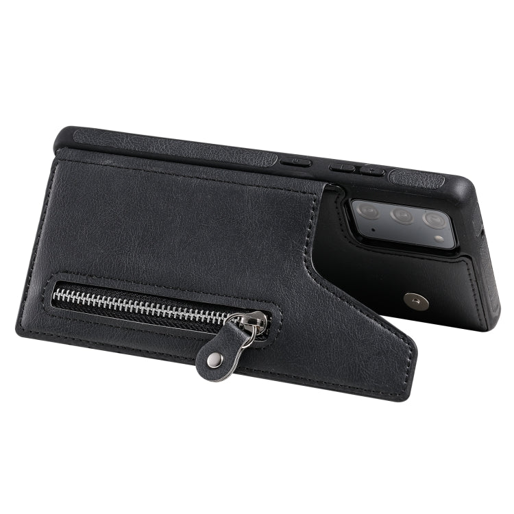 Solid Color Double Buckle Zipper Shockproof Protective Case For Samsung Galaxy Note20