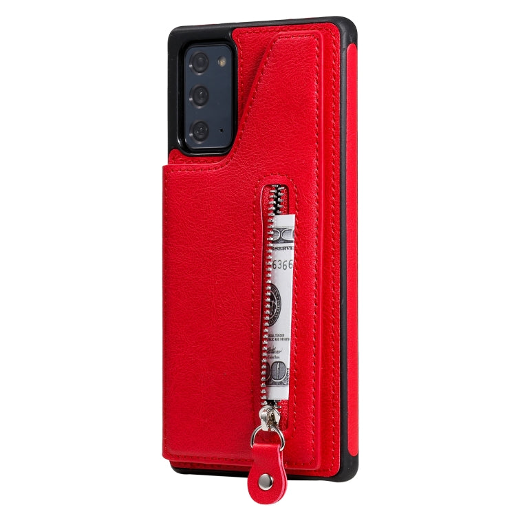 Solid Color Double Buckle Zipper Shockproof Protective Case For Samsung Galaxy Note20