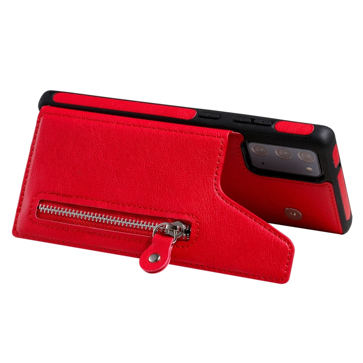 Solid Color Double Buckle Zipper Shockproof Protective Case For Samsung Galaxy Note20