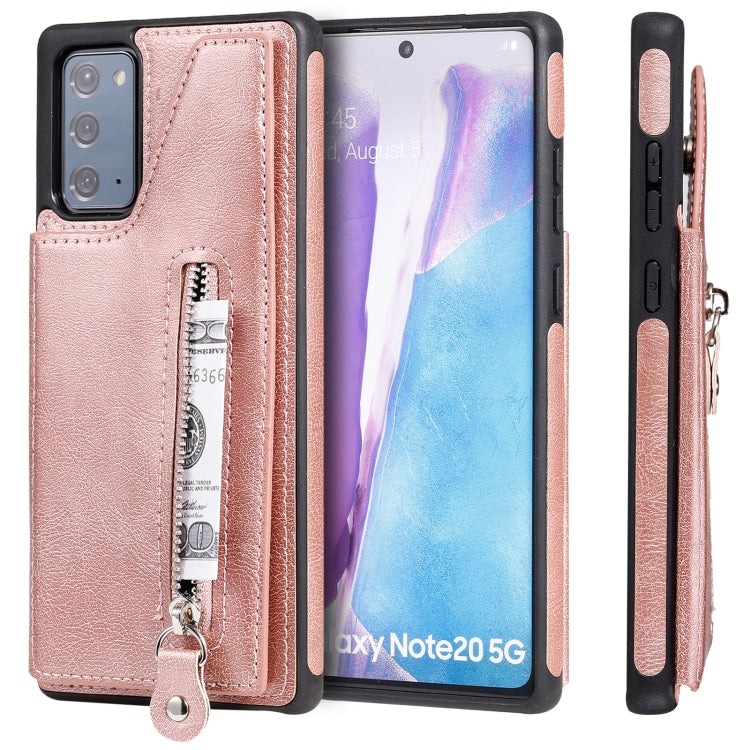 Solid Color Double Buckle Zipper Shockproof Protective Case For Samsung Galaxy Note20