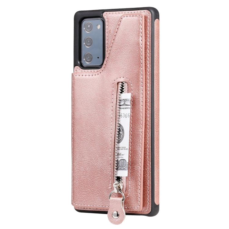 Solid Color Double Buckle Zipper Shockproof Protective Case For Samsung Galaxy Note20