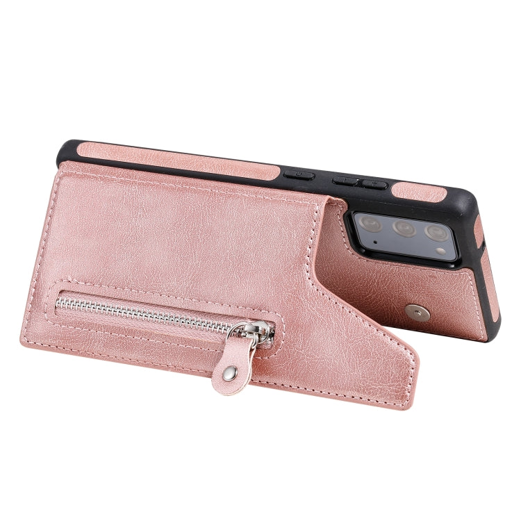 Solid Color Double Buckle Zipper Shockproof Protective Case For Samsung Galaxy Note20