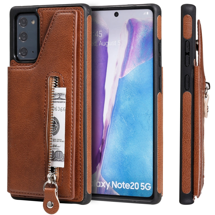Solid Color Double Buckle Zipper Shockproof Protective Case For Samsung Galaxy Note20