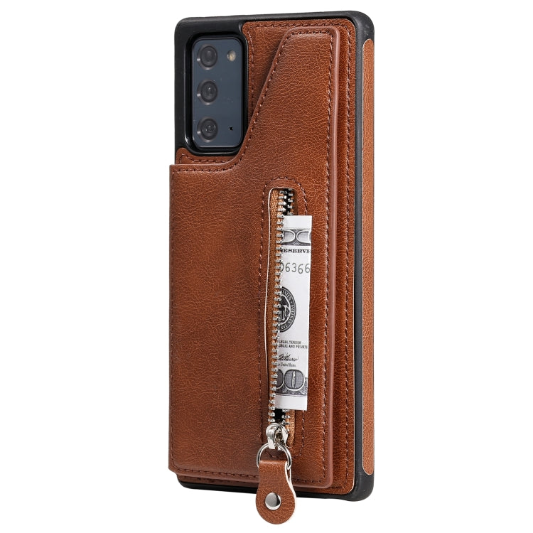 Solid Color Double Buckle Zipper Shockproof Protective Case For Samsung Galaxy Note20